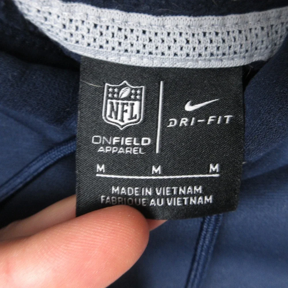 Dallas Cowboys Sweater Mens Medium Blue Hoodie Sweatshirt NFL 100 On Field Nike